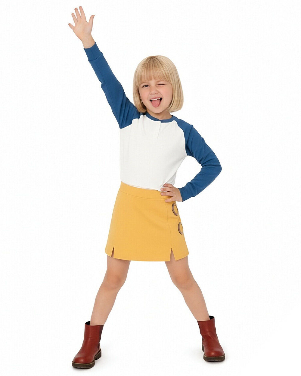 Grand Line Navigator Costume Blue White Top with Yellow Mini Skirt 2pcs Adventure Outfit