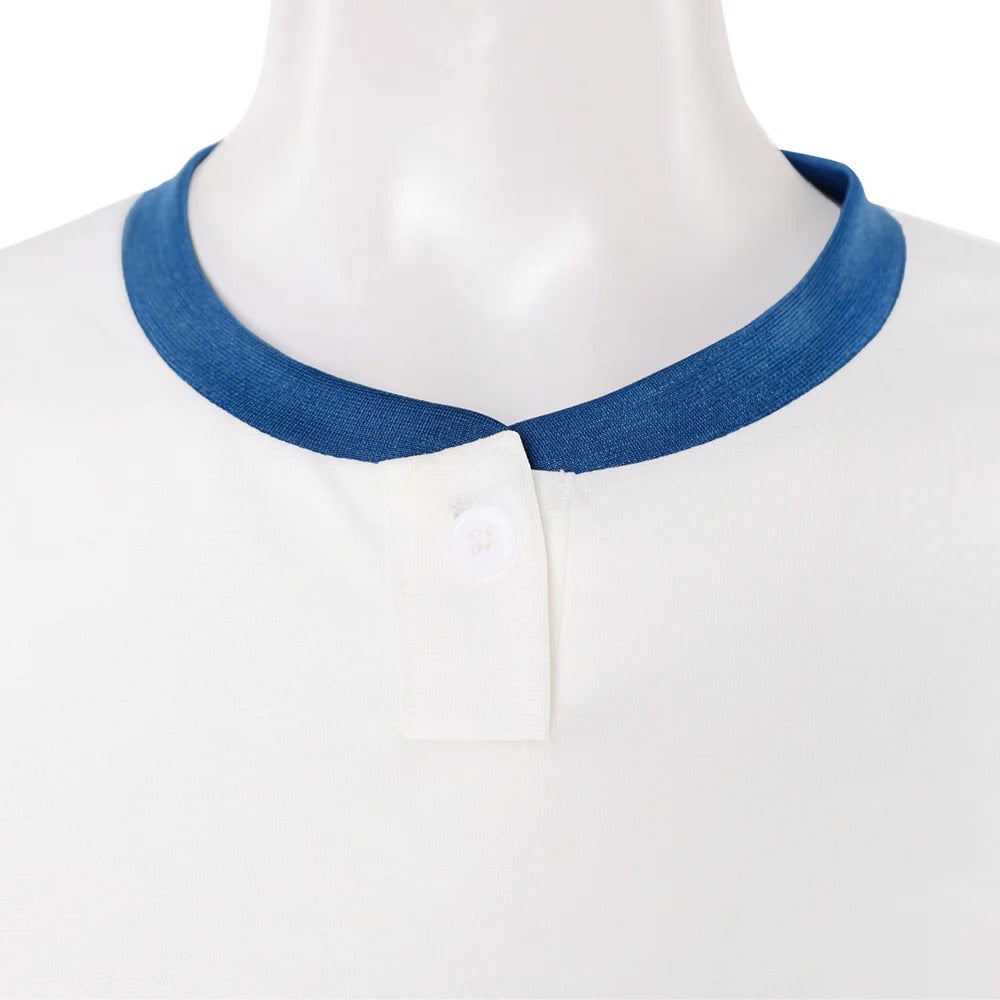 Grand Line Navigator Costume Blue White Top with Yellow Mini Skirt 2pcs Adventure Outfit
