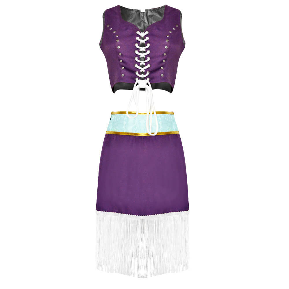 Robin Cosplay Costume Miss All Sunday White Fur Collar Coat with Dress Hat Suit for Cosplay Party