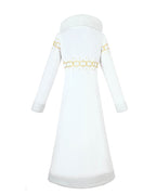 Robin Cosplay Costume Miss All Sunday White Fur Collar Coat with Dress Hat Suit for Cosplay Party