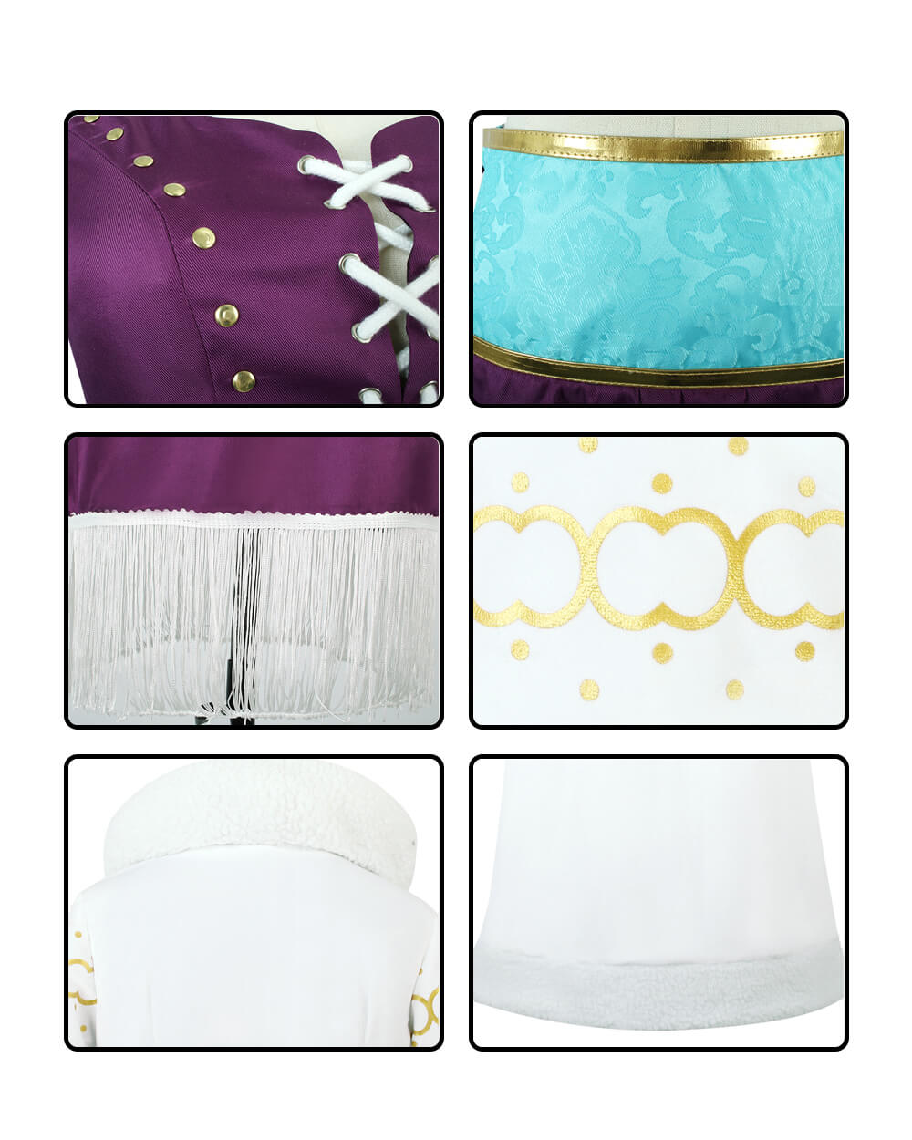 Robin Cosplay Costume Miss All Sunday White Fur Collar Coat with Dress Hat Suit for Cosplay Party