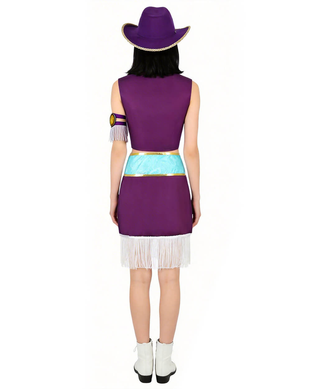 Robin Cosplay Costume Miss All Sunday White Fur Collar Coat with Dress Hat Suit for Cosplay Party