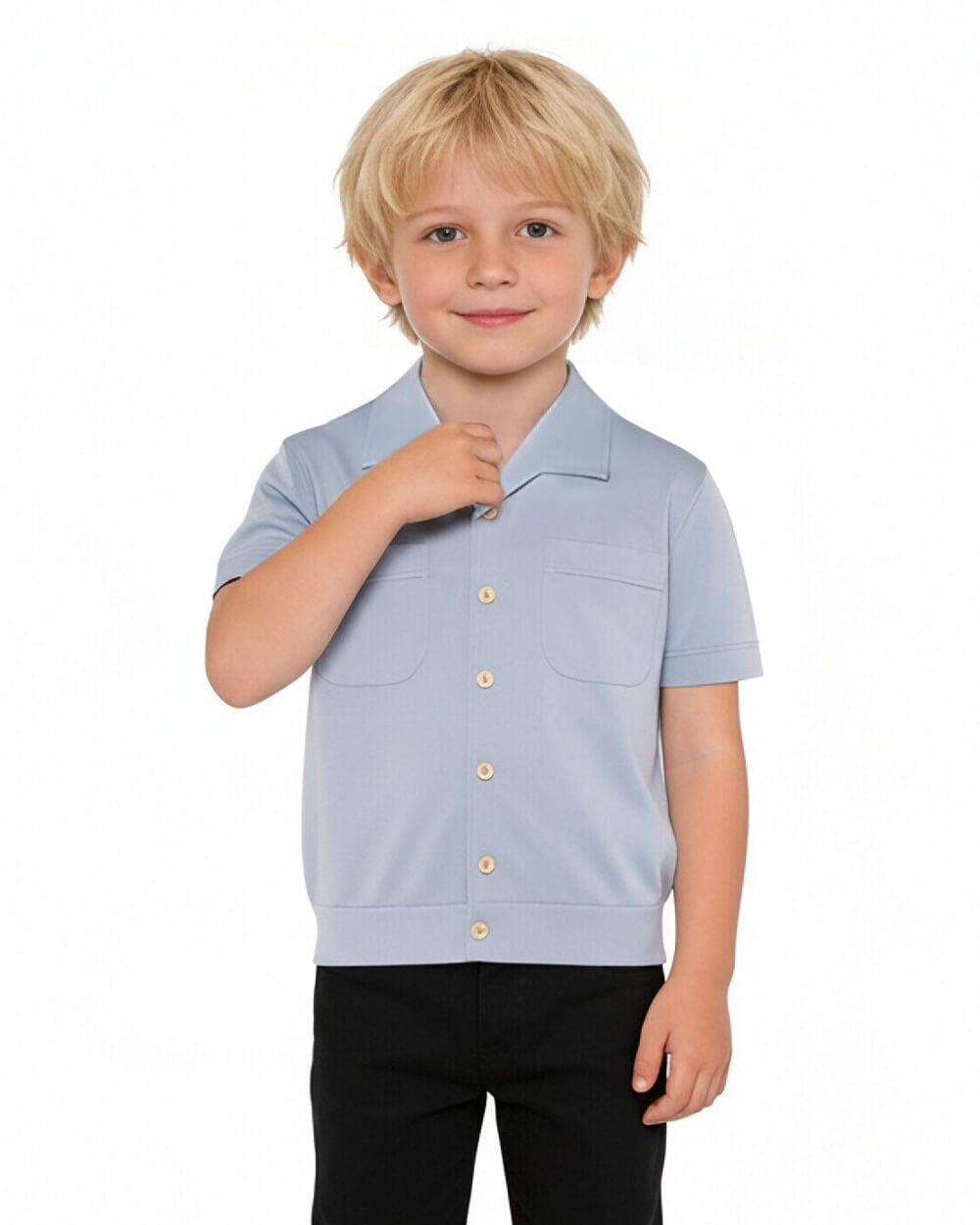 Black Leg Sanji Costume Blue Button Down Causal Shirt for Cosplay Daily Wear