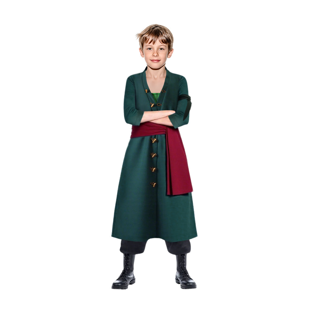 Kids Roronoa Outfit Green Pirate Hunter Dress Up Suit for Halloween Cosplay Party
