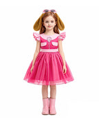 Girls Pink Puppy Outfit Cute Skye A-line Dress with Goggles Headband for Dress-up Party