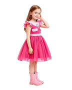 Girls Pink Puppy Outfit Cute Skye A-line Dress with Goggles Headband for Dress-up Party