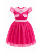 Girls Pink Puppy Outfit Cute Skye A-line Dress with Goggles Headband for Dress-up Party