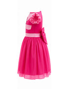 Girls Pink Puppy Outfit Cute Skye A-line Dress with Goggles Headband for Dress-up Party