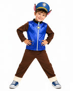 Boys Police Pup Costume Blue Tops Pants Hat and Backpack Full Set for Cosplay Carnival