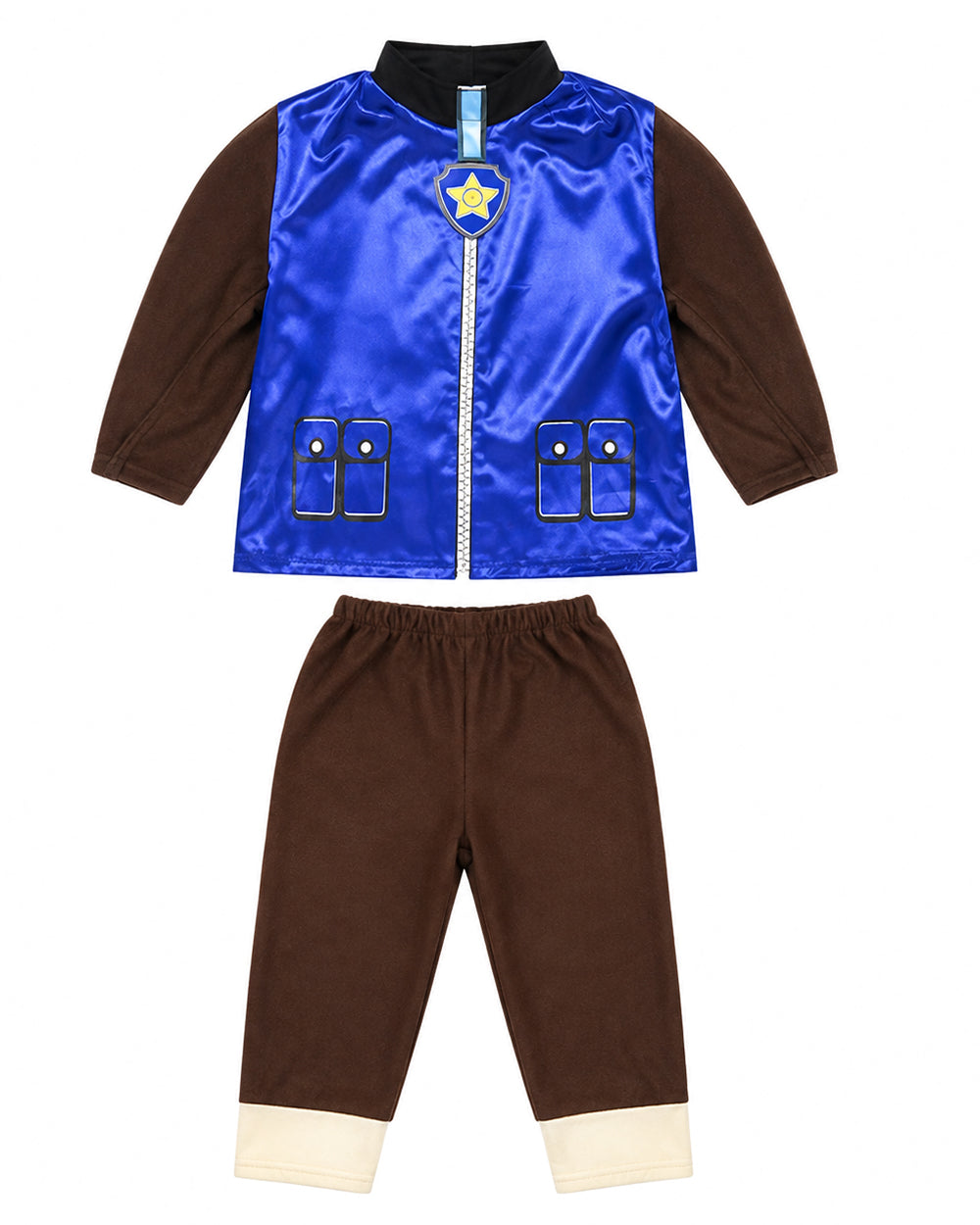 Boys Police Pup Costume Blue Tops Pants Hat and Backpack Full Set for Cosplay Carnival