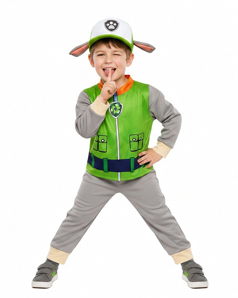 Toddler Kids Recycling Pup Costume Green Rescue Dog Outfit with Hat and Bag for Halloween Cosplay
