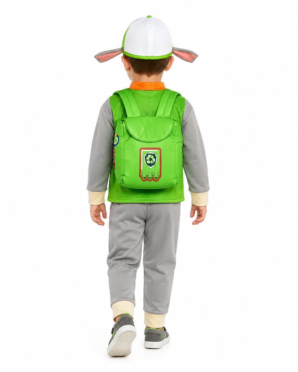 Toddler Kids Recycling Pup Costume Green Rescue Dog Outfit with Hat and Bag for Halloween Cosplay