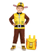 Kids Construction Pup Costume Yellow Digger Rescue Outfit with Hat and Bag for Themed Parties 3T-7Y