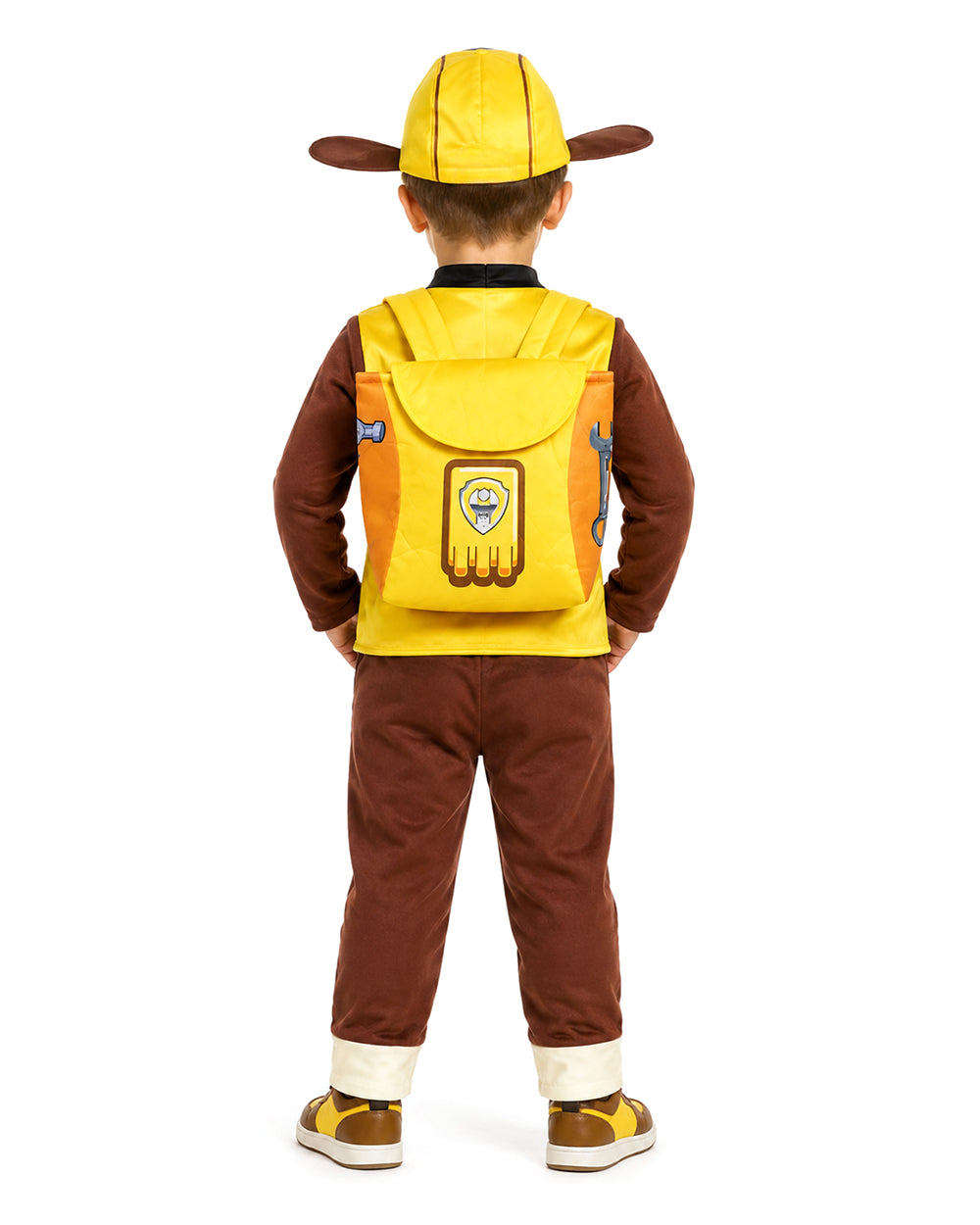 Kids Construction Pup Costume Yellow Digger Rescue Outfit with Hat and Bag for Themed Parties 3T-7Y