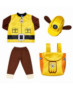 Kids Construction Pup Costume Yellow Digger Rescue Outfit with Hat and Bag for Themed Parties 3T-7Y