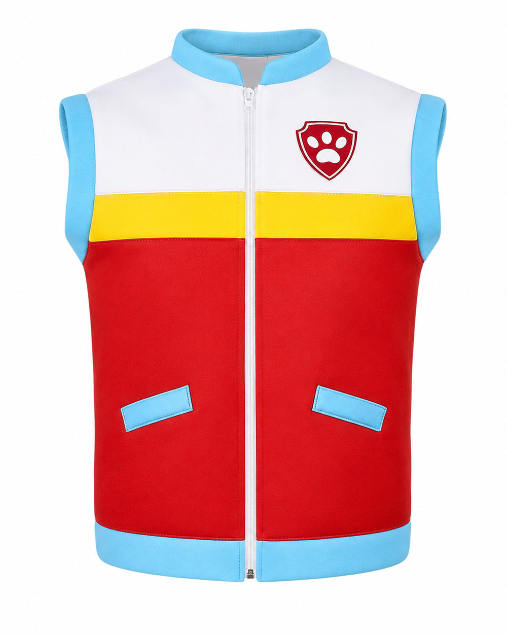 Kids Rescue Leader Costume Red and White Unisex Vest and Mask for Themed Party Cosplay Event