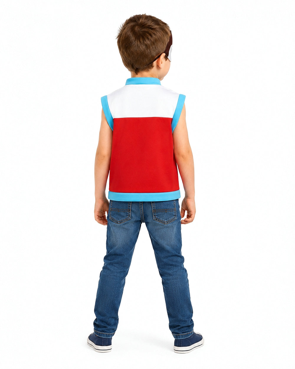 Kids Rescue Leader Costume Red and White Unisex Vest and Mask for Themed Party Cosplay Event