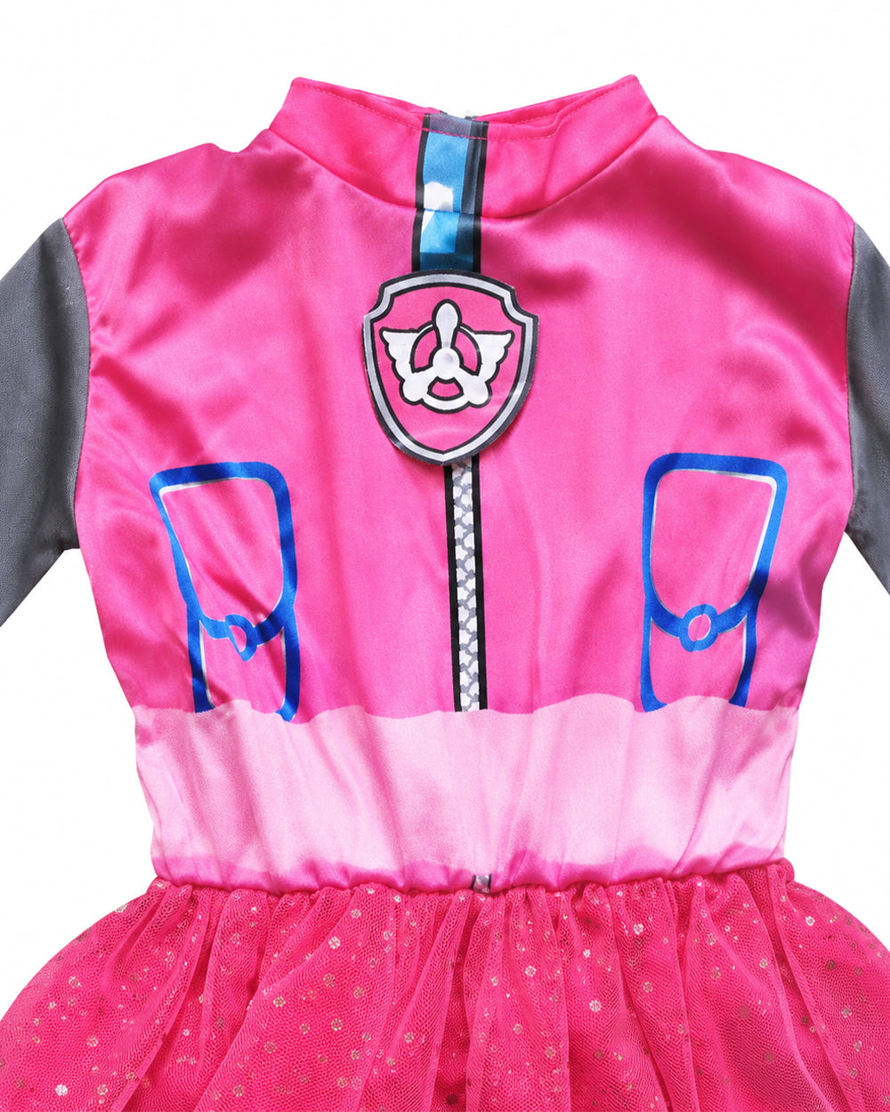 Girls Sky Rescue Pup Costume Rose Pink Dress Hat and Backpack 3pcs Suit for Halloween Cosplay