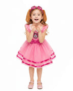 Girls Skye Costume Pink Aviator Puppy Tulle Dress with Goggles Headband for Cosplay Birthday Party