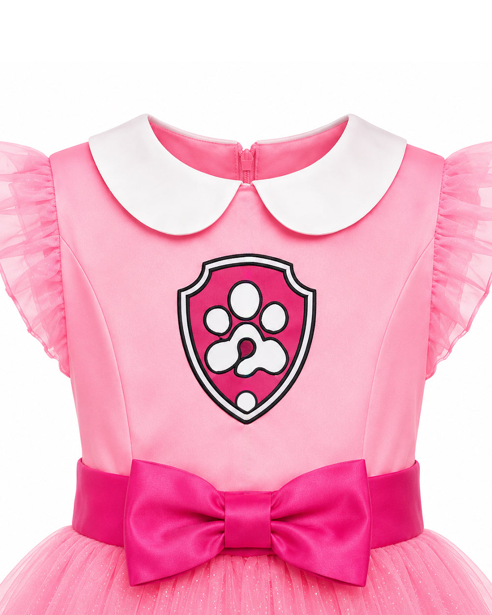 Girls Skye Costume Pink Aviator Puppy Tulle Dress with Goggles Headband for Cosplay Birthday Party