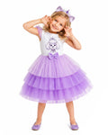 Girls Sweetie Dress Purple Dog Princess Layered Tutu Dress for Halloween Carnival