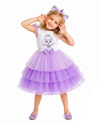 Girls Sweetie Dress Purple Dog Princess Layered Tutu Dress for Halloween Carnival