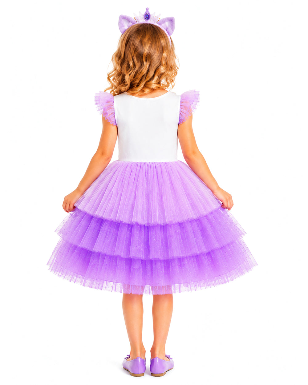 Girls Sweetie Dress Purple Dog Princess Layered Tutu Dress for Halloween Carnival