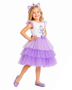 Girls Sweetie Dress Purple Dog Princess Layered Tutu Dress for Halloween Carnival