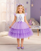 Girls Sweetie Dress Purple Dog Princess Layered Tutu Dress for Halloween Carnival