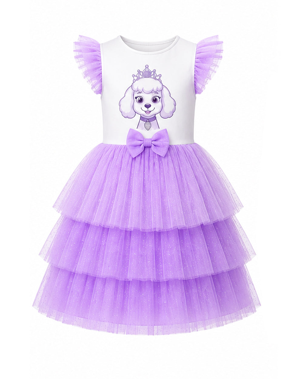 Girls Sweetie Dress Purple Dog Princess Layered Tutu Dress for Halloween Carnival
