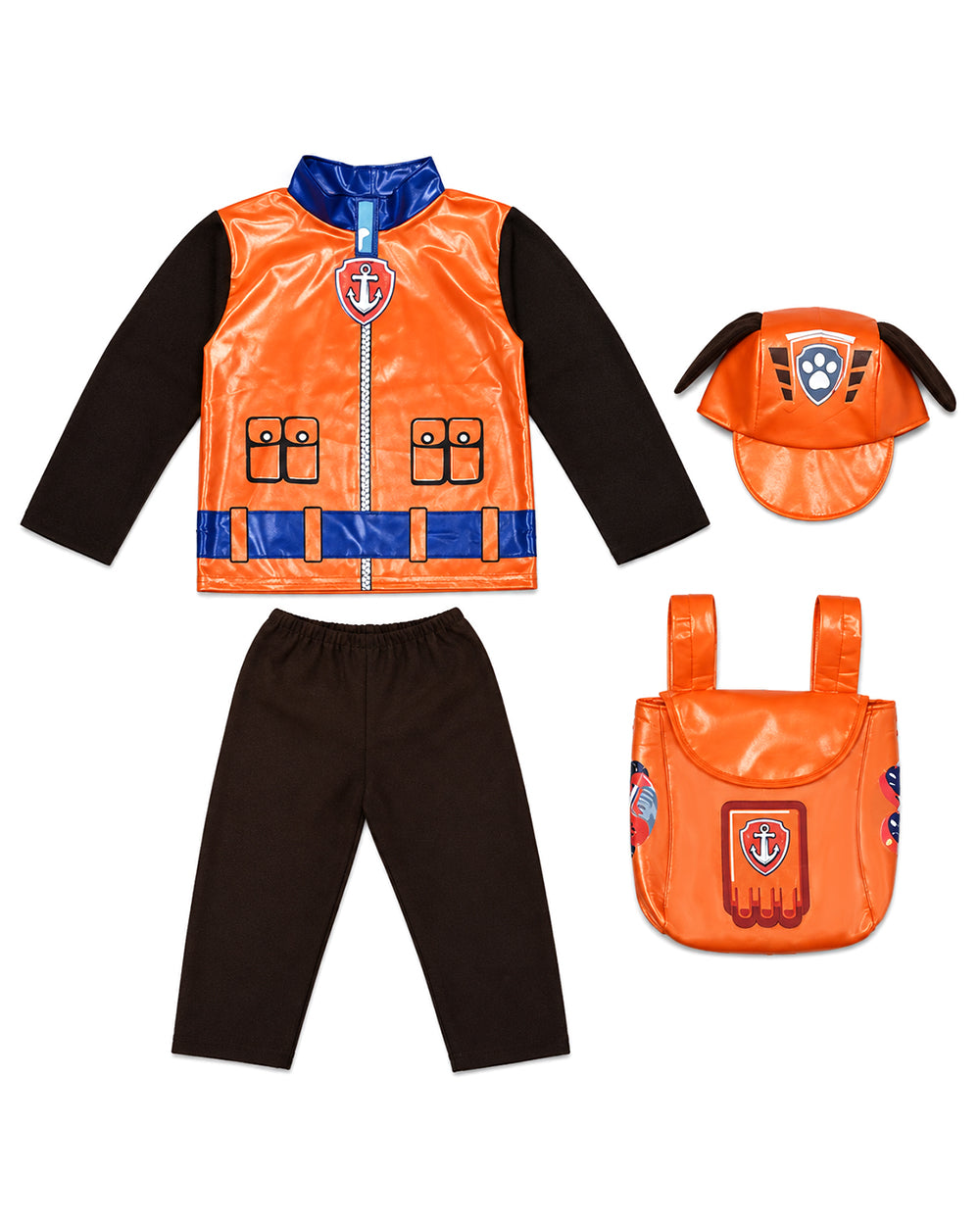 Kids Water Rescue Puppy Costume Orange Tops Pants Hat and Backpack 4pcs Set for Birthday Party