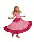 Pink Princess Cosplay Costume Set Dress with Crown Earrings Brooch and Long Gloves