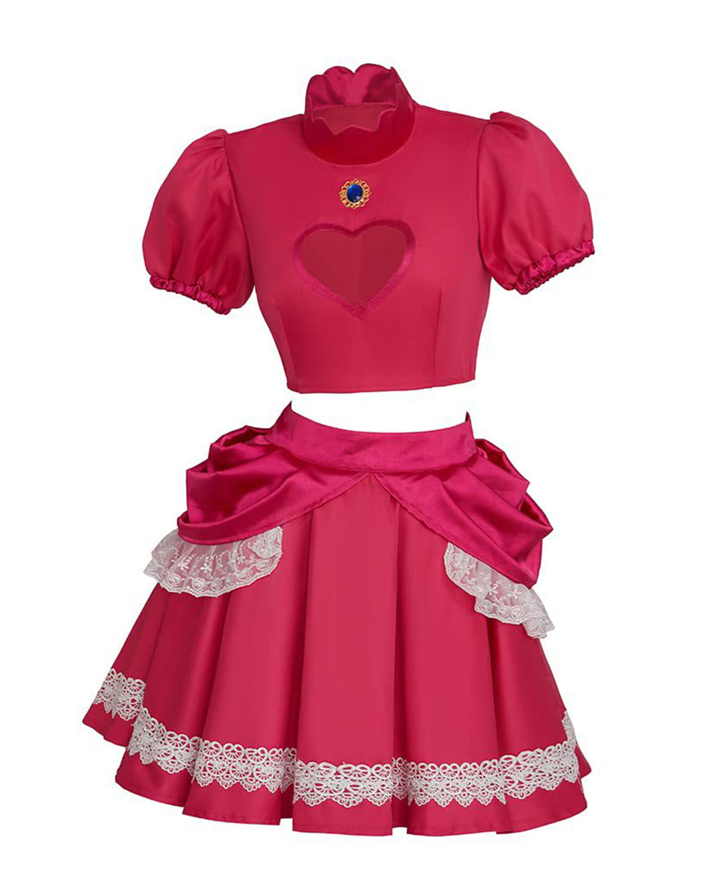 Pink Princess Costume Peach Daisy Rosalina Bowsette Crop Tops and Skirt 2pcs Suit for Girls Women Cosplay Events