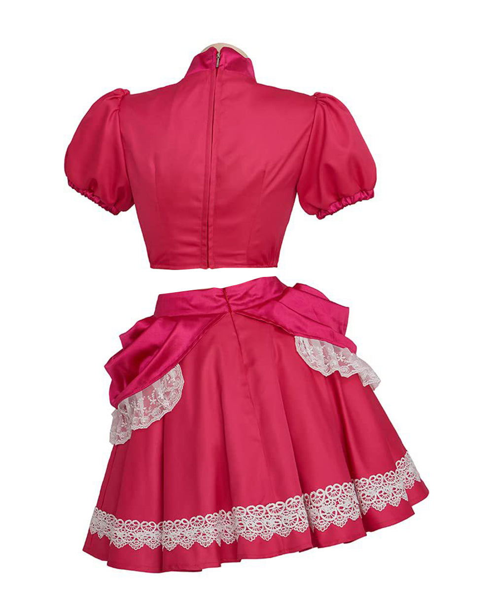 Pink Princess Costume Peach Daisy Rosalina Bowsette Crop Tops and Skirt 2pcs Suit for Girls Women Cosplay Events