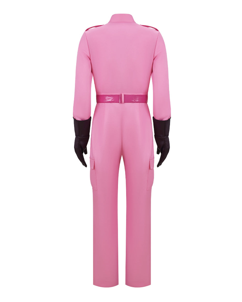 Women Pink Princess Costume Superhero Racing Jumpsuit with Gloves Belt and Gem Brooch for Cosplay