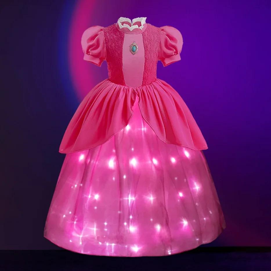 princess sofia pink dress Light-up Pink Princess Gown with Magical Crown Wand Gloves and Earring – Sun Baby