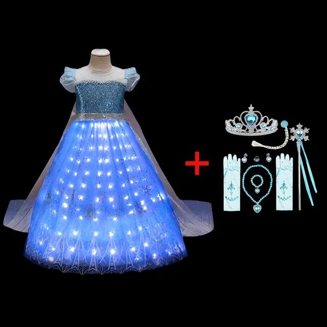 Elsa Costume Princess Dress Girls Light Up Dress Snowflake Trailing Pa – Sun Baby Elsa Costume Princess Dress Girls Light Up Dress Snowflake Trailing Pa – Sun Baby