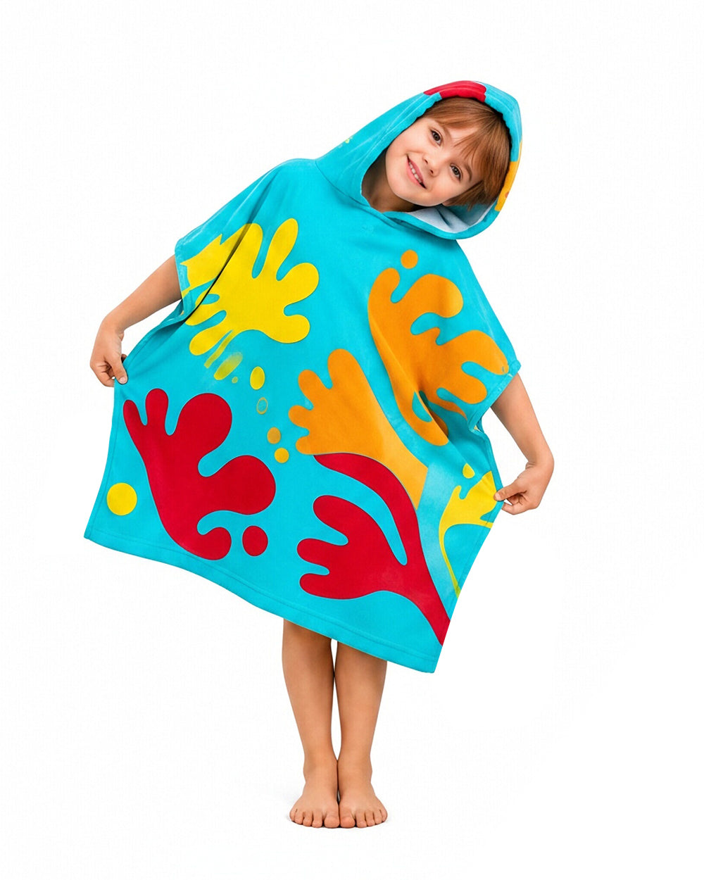 Kids Fleece Dough Monster Costume Blue Hooded Poncho Retro Toy Factory Game Tunic for Halloween Cosplay