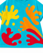 Kids Fleece Dough Monster Costume Blue Hooded Poncho Retro Toy Factory Game Tunic for Halloween Cosplay