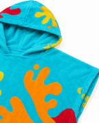 Kids Fleece Dough Monster Costume Blue Hooded Poncho Retro Toy Factory Game Tunic for Halloween Cosplay