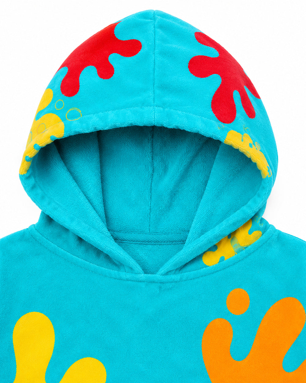 Kids Fleece Dough Monster Costume Blue Hooded Poncho Retro Toy Factory Game Tunic for Halloween Cosplay