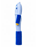 Blue Monster Costume Scary Toy Factory Uniform Set with Fuzzy Cuffs for Kids Adults Themed Party