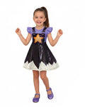 Horror Game Doll Outfit Purple Flutter Sleeves Dress Bag with Leggings for Themed Event