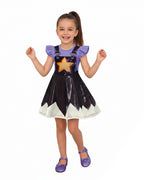 Horror Game Doll Outfit Purple Flutter Sleeves Dress Bag with Leggings for Themed Event