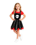 Girls Game Inspired Doll Costume Black Asymmetric Hem Dress Bag and Leggings Suit for Spooky Dress-Up Party 4-10Y