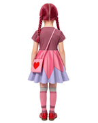 Girls Pink Cartoon Villain Doll Costume Dress with Matching Leggings Shoulder Bag Set for Themed Party