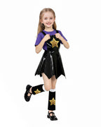 Kids Lily Chapter 5 Costume 2026 Game Play 3-Piece Lily Cosplay Purple Faux Leather Dress Shirt and Leg Sleeves