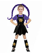Kids Lily Chapter 5 Costume 2026 Game Play 3-Piece Lily Cosplay Purple Faux Leather Dress Shirt and Leg Sleeves