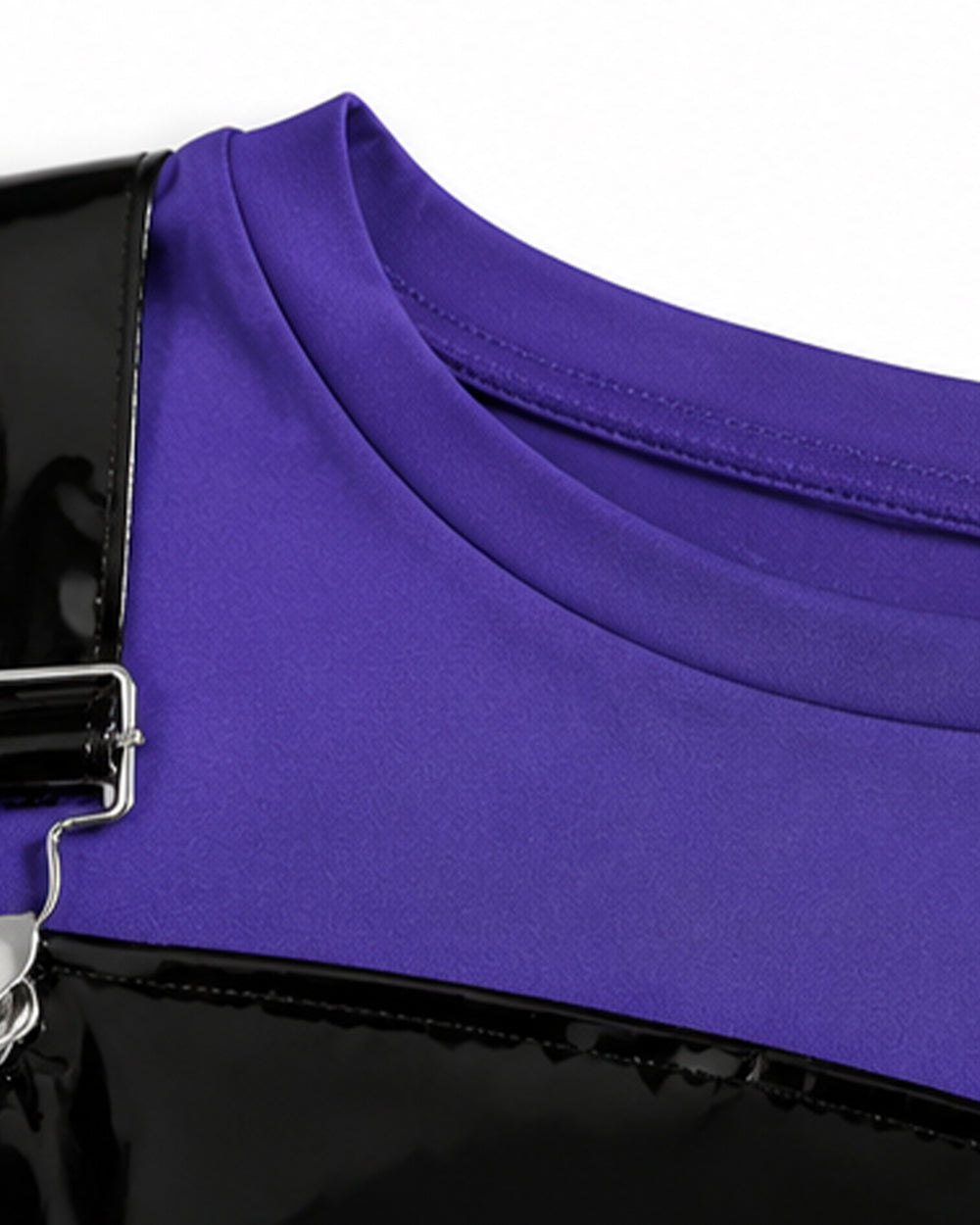 Girls Horror Game Twin Braids Monster Costume Purple Faux Leather Dress with Shirt and Leg Sleeves for Cosplay Party