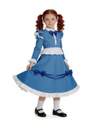 Girls The Incredible Doll Costume Blue Maid Dress with Matching Bow Accessories for Halloween Cosplay Theme Parties